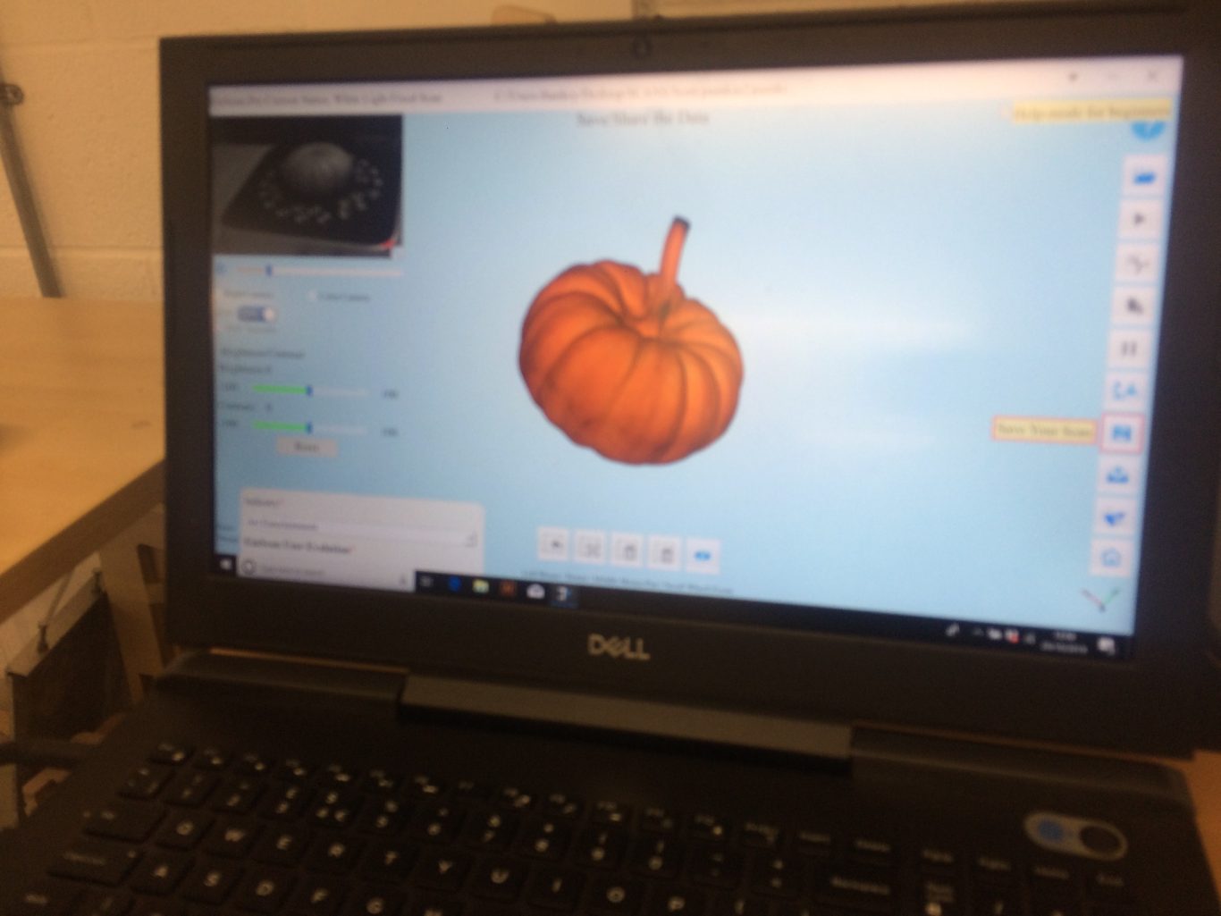 Checking the 3d model of the pumpkin