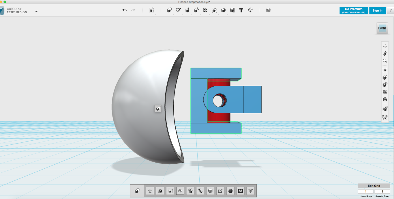 Making the eye in 123D Design