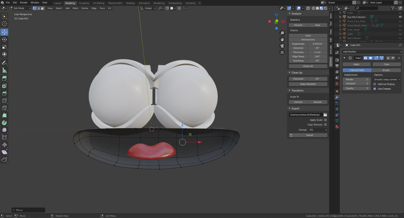 Making the inner mouth parts