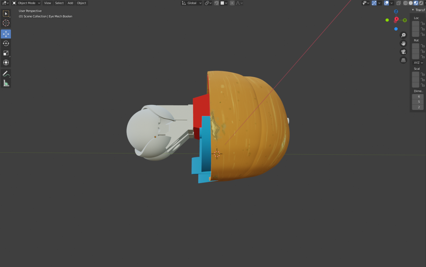 Side view of all head parts