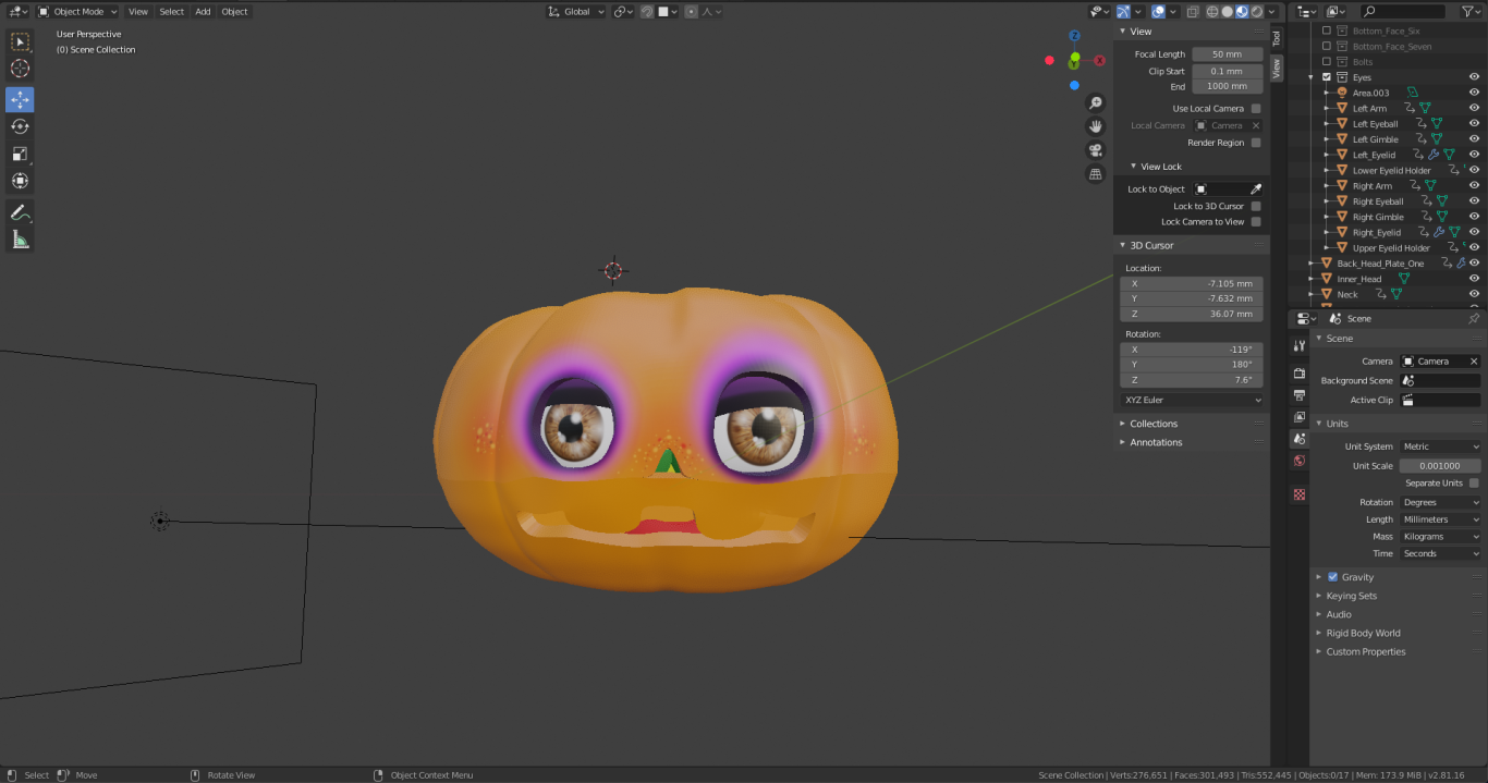Front view of out head face parts