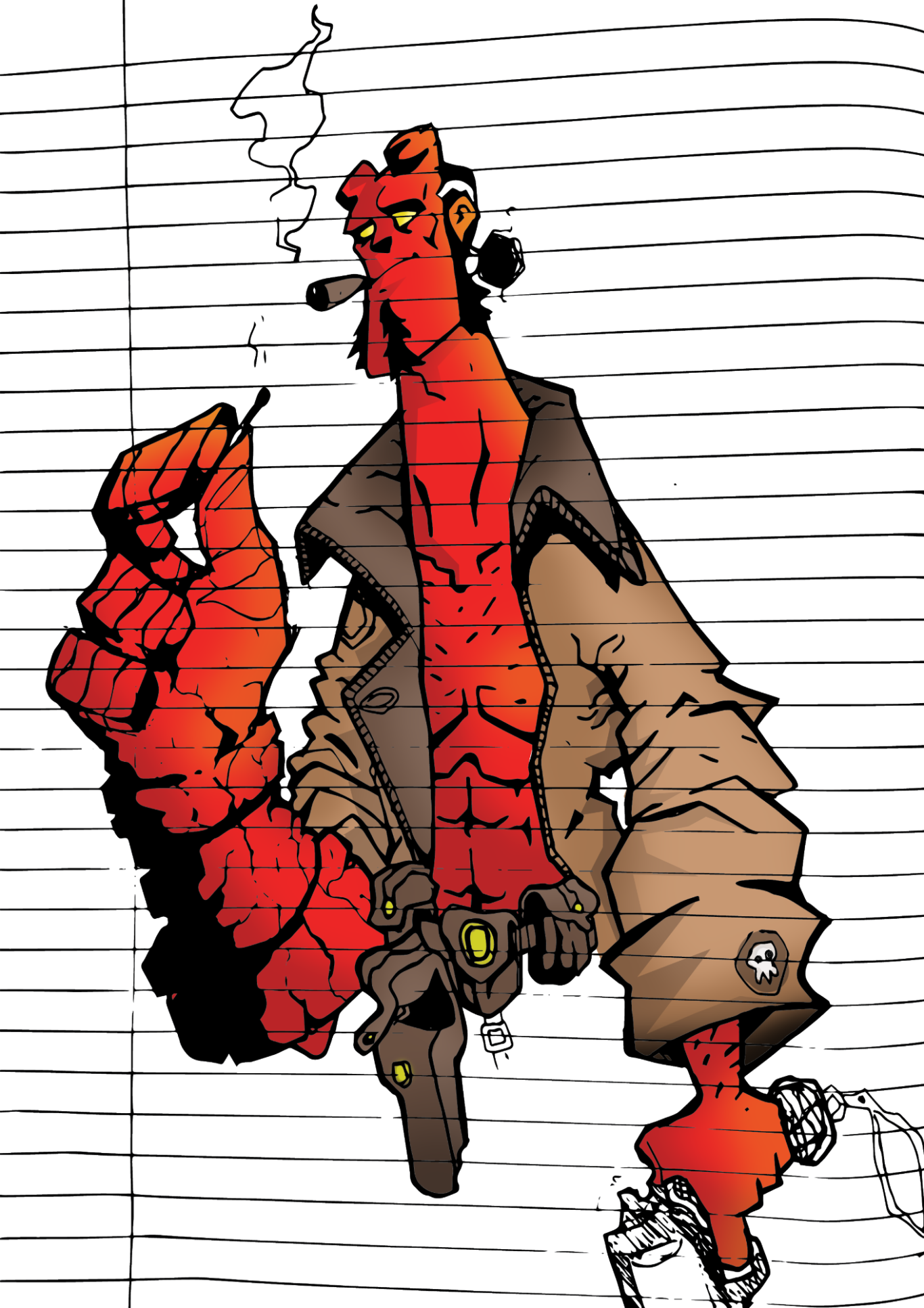 Hellboy Paint Over Sketch