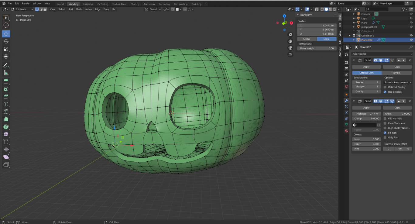 Final retepologised head model