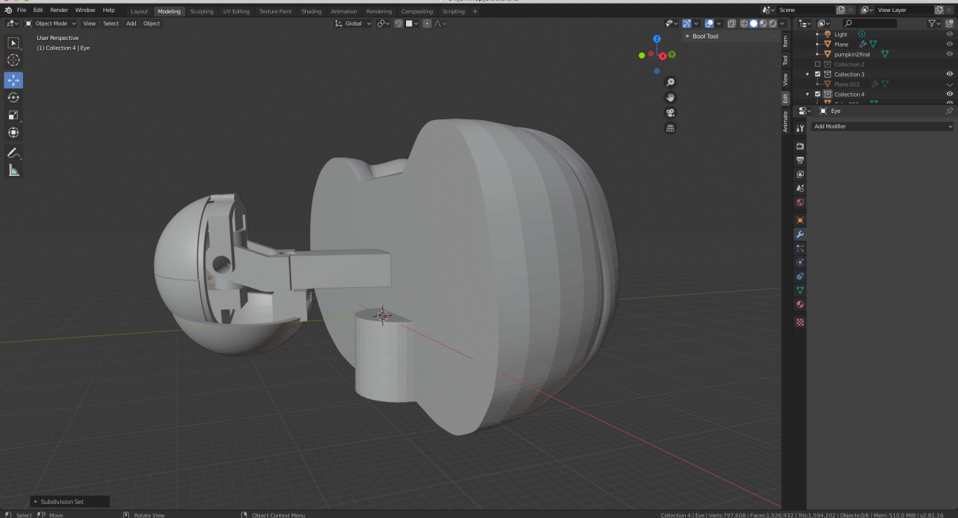 Making the inner head parts to fit with eye mechanism
