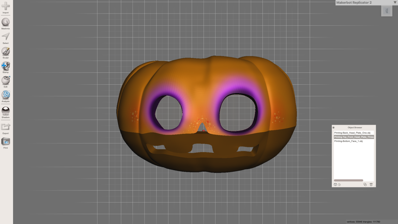 Top face ready for printing