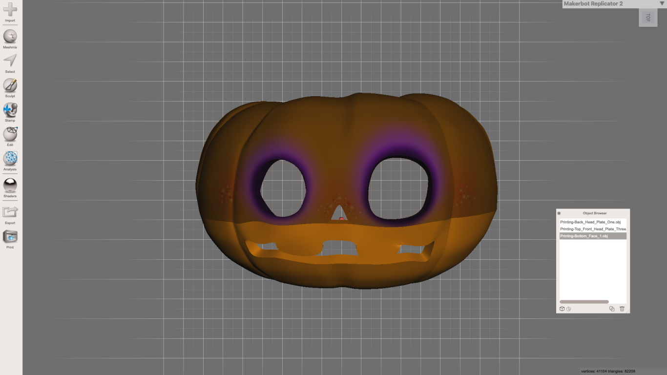 Bottom face ready for printing